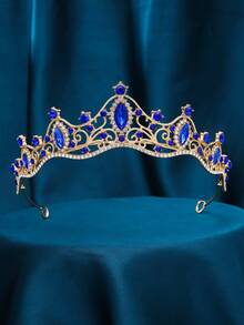 1 件优雅公主头饰时尚头带皇冠冠冕，水钻合金新娘皇冠，适合女士服装、派对、婚礼、摄影配件 - 銀色 - 查看 16