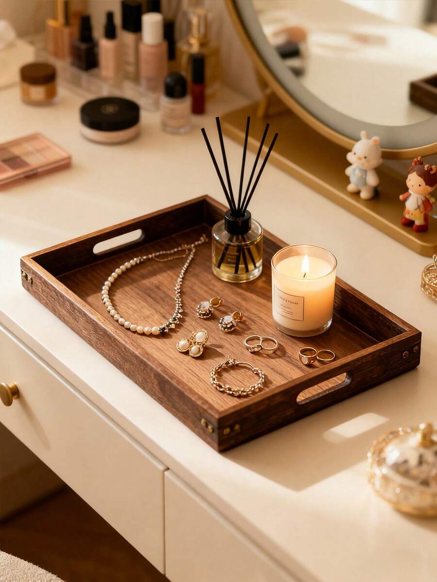 1 pieza Organizador de escritorio de oficina apilable - Joyero y organizador para llaves, controles remotos, anillos, aretes | Caja de almacenamiento elegante para artículos pequeños, velas, accesorios decorativos, adecuado para sala de estar, comedor, cocina, dormitorio