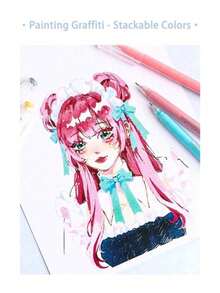 Bolígrafos de dibujo de mano Languo de 204 colores, 0.6mm, marcadores de alta calidad, marcadores de escritura y pintura a mano apilables de colores, cobertura fuerte, flujo de tinta uniforme, adecuados para regalos diarios