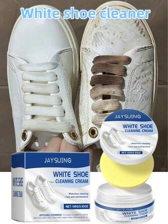 Pasta de limpieza de zapatos blanca pequeña que limpia manchas y polvo de los zapatos, suave y no daña los zapatos