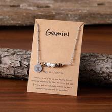 1pc Bohemian Style Natural Stone Necklace With 12 Zodiac Birthstone Pendants - Astrology Constellation ​Personalized Aries​,Taurus​​,Gemini​​,Cancer​​​​,Leo​ ,Virgo​,Libra​,Scorpio​​,Sagittarius​​,Capricorn​,Aquarius​​,Pisces​ Jewelry Perfect Birthday Gift For Her Women, Men, Daughte, Wedding Party Mother's Day Christmas Versatile Everyday Wear (Stone Shape, Size, And Color May Vary)