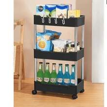1 Piece 2/3/4 Widened Rolling Storage Cart Trolley, Bathroom Storage Mobile Rack, Multi-Functional Practical Rack, Kitchen, Laundry Room, Bedroom, Office Storage And Organization, Cart Storage Rack, Multi-Functional Kitchen Vegetable Tray Drip Rack, Bathroom Skin Care/Shower Gel/Towel Storage Rack, Household Storage Rack - Multicolor - View 8