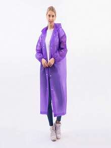 可重复使用带帽雨披，男女通用，EVA材质，轻便防水，适合学校、办公室、居家、旅行等各种场合，女士户外服装，非一次性便携成人雨披，批发价，EVA雨披，户外旅行透明款 - 彩色 - 查看 36