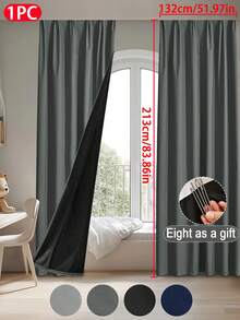 1片纯色经典简约涤纶遮光窗帘，挂钩设计，遮光防晒，适用于客厅、卧室、书房、窗户及房间装饰，轻盈透气，100%涤纶纯色面料，现代设计，黑色衬里，四季皆宜，适合居家及日常使用。 - 彩色 - 查看 15