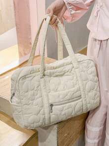 1 New Heart-Shaped Embroidered Women's Handbag, Large Capacity Shoulder Bag, Commuting Bag, Fitness Bag, Travel Bag, College Student Backpack. - Multicolor - View 10