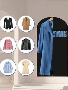 Bộ 5 túi/1 túi đựng quần áo chống bụi trong suốt, có thể giặt được. Túi treo đựng áo khoác, áo vest, túi bảo vệ quần áo, túi đựng quần áo có khóa kéo, túi bảo vệ quần áo bán trong suốt, dùng để sắp xếp tủ quần áo, chất liệu PEVA chống bụi và nấm mốc, thích hợp để bảo quản quần áo theo mùa, tiết kiệm không gian và dễ sử dụng, bảo vệ quần áo khỏi bụi, ẩm và mối mọt, lý tưởng cho phòng ngủ ở nhà và khi đi du lịch, sắp xếp đồ đạc, lưu trữ tại nhà. - màu đen - Xem 6