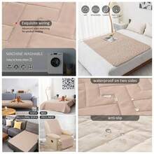 - Funda impermeable para cama, funda para perro, mascotas, tapete para gato, antideslizante, para sof, silla, cama, reclinable, protector de muebles - 40 x 50 pulgadas (paquete de 1) + beige - Ver 1