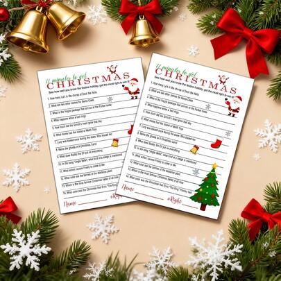 5 PIEZAS/10 PIEZAS/20 PIEZAS/30 PIEZAS Juego de trivia de canciones navideñas, actividad divertida para fiestas festivas para adultos, grupos, Acción de Gracias, rojo y verde