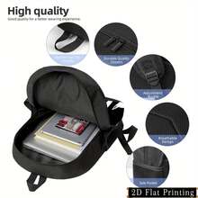 Stylish Unisex Backpack With Black & White Cat Print - Lightweight Large Capacity Daypack, Adjustable Straps & Side Pockets, Foldable Design For School, Travel, Commuting, Casual Daypack, Playful Design, Zipper Closure, Durable Construction, Commuting Bag,  Daypack, Hand Washable, Young Adults - 混合顏色 - 查看 5