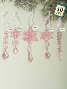 5/6/10/18 Pcs Home Decor Christmas Acrylic Transparent Snowflake Pendant Christmas Icy Decorative Pendant Christmas Tree Crystal Set Pendant,Christmas Tree Decorations Christmas Ornaments,Christmas Atmosphere Decoration Props, Christmas Decorations Gift, Wedding Birthday Party Holiday Decorations, Christmas Decor, Room Decor, Home Decor Winter