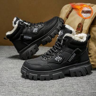 Autumn And Winter Warmth Artifact! Snow Boots With Thick Fleece And Warm High Top Leather Surface, Waterproof, Anti Slip, Wear-Resistant Thick Bottom Snow Boots. These Suede Boots Are Warm And Show Off Leg Length