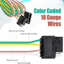 CZC AUTO 4 Pin Trailer Light Wire Harness Extension 18 Gauge 4-Way Flat Wiring Connector, 1ft, For Trailer Boat Car RV Truck - ColorA - View 5