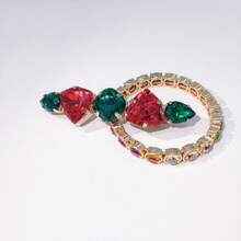 Retro Contrast Color Teardrop & Triangle Crystal Inlaid Gold Metal Hair Clip, Claw Clips, Hair Slide, Hair Barrettes