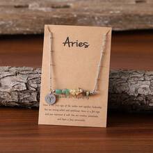 1pc Bohemian Style Natural Stone Necklace With 12 Zodiac Birthstone Pendants - Astrology Constellation ​Personalized Aries​,Taurus​​,Gemini​​,Cancer​​​​,Leo​ ,Virgo​,Libra​,Scorpio​​,Sagittarius​​,Capricorn​,Aquarius​​,Pisces​ Jewelry Perfect Birthday Gift For Her Women, Men, Daughte, Wedding Party Mother's Day Christmas Versatile Everyday Wear (Stone Shape, Size, And Color May Vary)