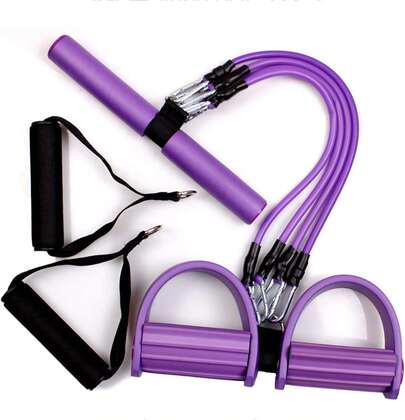 Fitness Widerstandsband, Widerstandsband für 4-Wege-Tuben-Schritttraining, Kabelgriffe, Yoga-Hilfsmitt, Bauchtrainer für Anfänger und Arm- und Beintraining