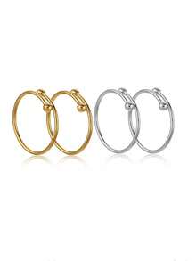 5 قطع خاتم مصنوع من الفولاذ المقاوم للصدأ مطلي بالذهب بتصميم كرة مفتوحة وصليب، طراز عتيق أوروبي وأمريكي بسيط بكرتين قابل للتعديل الحجم للأصابع، إكسسوارات مجوهرات