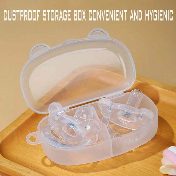 1pc/2pcs Portable Baby Pacifier Box, Can Hold 2 Replacement Pacifiers, Baby Pacifier Storage Box, Suitable For Travel Use, (Pacifier Not Included)