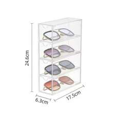 4-Layer Acrylic Eyeglasses Display Box, Stackable Desktop Sunglasses Storage Organizer, Dust-Proof Stationery Drawer-Style Rack