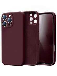 حافظة هاتف سيليكون مقاومة للصدمات ومانعة للبصمات باللون البرغندي متوافقة مع هواتف آبل 16/15/14/13/12 برو ماكس، سامسونج S23 أولترا، شاومي ريدمي نوت 11، أوبو مقاومة للماء ومقاومة للخدش وللسقوط