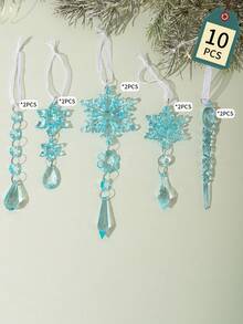 5/6/10/18 Pcs Home Decor Christmas Acrylic Transparent Snowflake Pendant Christmas Icy Decorative Pendant Christmas Tree Crystal Set Pendant,Christmas Tree Decorations Christmas Ornaments,Christmas Atmosphere Decoration Props, Christmas Decorations Gift, Wedding Birthday Party Holiday Decorations, Christmas Decor, Room Decor, Home Decor Winter