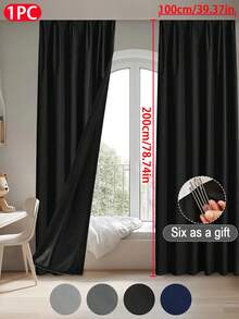 1片纯色经典简约涤纶遮光窗帘，挂钩设计，遮光防晒，适用于客厅、卧室、书房、窗户及房间装饰，轻盈透气，100%涤纶纯色面料，现代设计，黑色衬里，四季皆宜，适合居家及日常使用。 - 彩色 - 查看 20