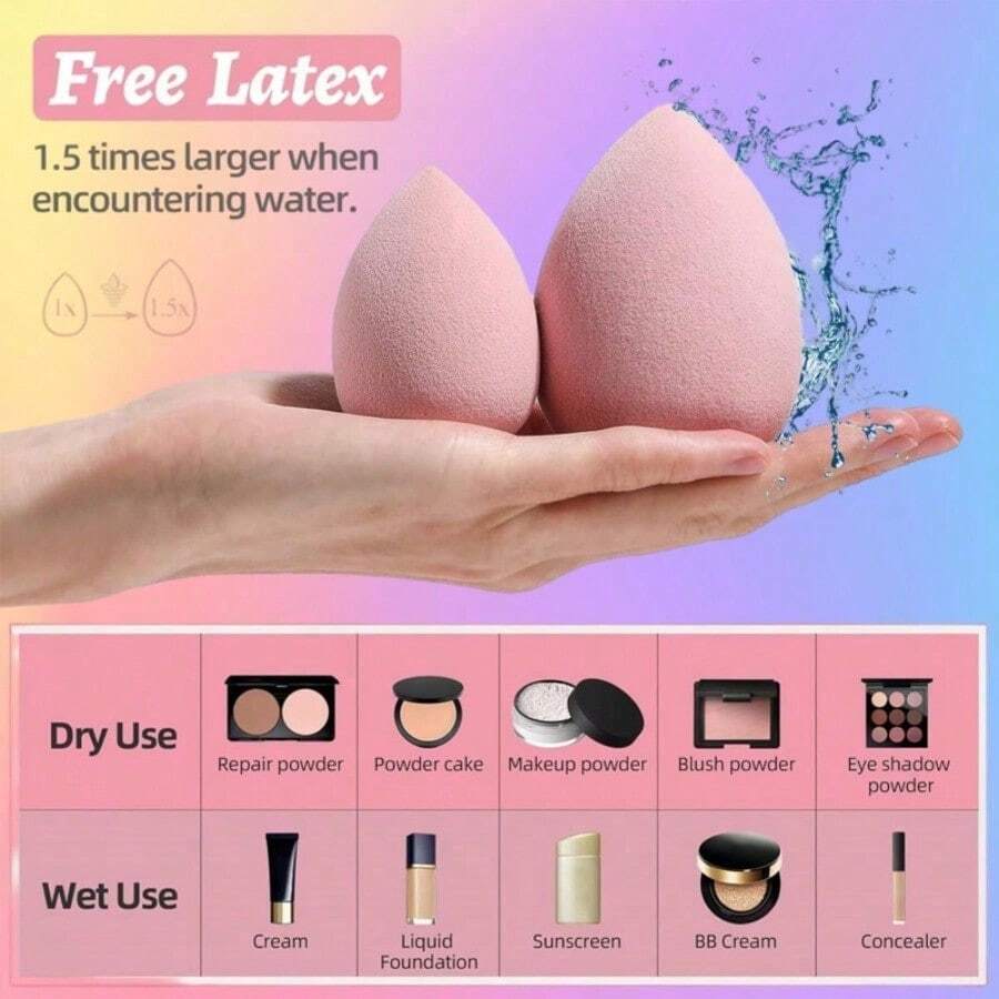 4 Piece Hydrophilic Non - Latex Makeup Sponge Set: Expandable & Easy To Use,Cheap,Valentine's Day,Cheap Items,Travel,Travel Essential,Room Decor,Valentine's Gift,Cheap Stuff,Room,1 Dollar Items,Vacation Essentials,Gifts For Women,Bedroom,Valentine,99 Cent - Pink - View 1