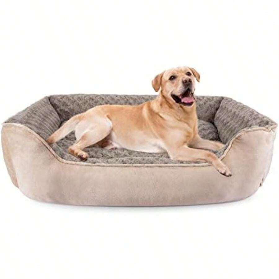 JOEJOY Rectangle Dog Bed For Large Medium Small Dogs - Washable Orthopedic Sofa Bed, Soft Breathable Puppy & Pet Cuddler, Durable Calming Dog Bed With Anti-Slip Bottom, Multiple Sizes,(XXL(42"X 30"X 10") Beige) - Type25 - 查看 1