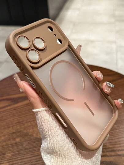 半透明磨砂摄像头镜头保护磁吸无线充电手机壳，兼容 17 Pro Max、17 Pro、17 Air、17、16、15、14、13、12、11 Pro Max，Armor Plus 后盖