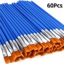 10/20/30/40/50/60Pcs Fine Nylon Hair Detail Flat Paint Brush For Watercolor Painting - Blue - View 17