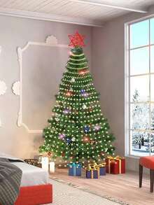 1 Stück 320 LED warmweiß/bunt/weiß wasserdichte Kupferdraht Rundvorhang Lichterkette, USB betrieben, 8 Beleuchtungsmodi, geeignet für Hof, Terrasse, Garten, Hochzeit, Weihnachtsbaum, Wand, Party, Thanksgiving Dekoration