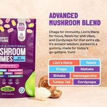 FEWDIVE Drops Of Nature Mushroom Gummies |   Ashwagandha KSM-66, Lion's Mane, Shiitake, Turkey Tail, Reishi, Maitake, Chaga, Cordyceps |   Vegan Mushroom Supplement |   Mixed Fruit, 80 Gummies - 菇 - 查看 8