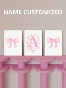 3 buc/set neînrămat personalizat nume pânză poster artă de perete, nume poster decor acasă, desene animate literă fluture element pânză poster, imprimat cameră copii living dormitor, cadou perfect de sărbători