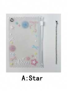 1pc Romantic Butterfly & Snowflake Design PVC Zipper Bag, 3 Inch Instant Photo/ID Card Holder, Idol Fan Collection Display Storage Pouch