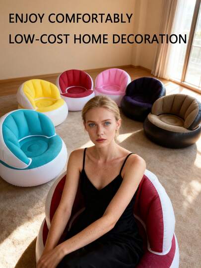 Inflatable Sofa - Foldable, Easy To Use And Space-Saving, Multi-Functional Armchair, Suitable For Home Or Outdoor, Ideal Home Gift, Guest Seating, Space-Saving Furniture, Classic Style, Comfortable Seat, Durable Construction, PVC Material, Portable Seat, Gift Idea, Small Space Living