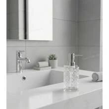 Set de baño estilo nórdico, 5 piezas, diseño panal, organizador multifuncional duradero para limpieza de baño y familias, accesorios para aseo personal y orden doméstico, materiales resistentes - Blanco - Ver 4