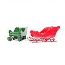 2pcs Christmas Sleigh Car Ornaments, Christmas Decor Large Sleigh Ornament, Winter Sleigh Gift Candy Storage Container, Candy Rack, Christmas New Year Party Decorations