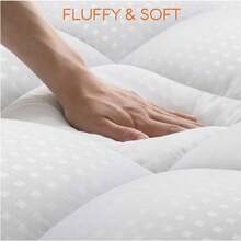 Thick Quilted Mattress Pad - Ultra-Fluffy Soft Topper With Breathable Fabric, Machine Washable, Foldable, 8-10cm Thick, Ideal For Home And Hotel Use, Hotel Mattress Topping | Quilted Texture | Machine Washable Cover, Mattress Pad - 白色 - 查看 2