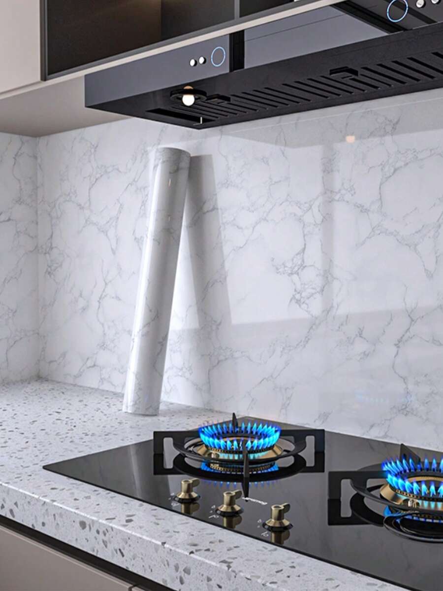 1 Stück Marmor Klebefolie, grau selbstklebende Tischplattenabdeckung, zufälliges Muster aus Formen und Streifen, einfache Montage für Küchenarbeitsplatten und Möbel