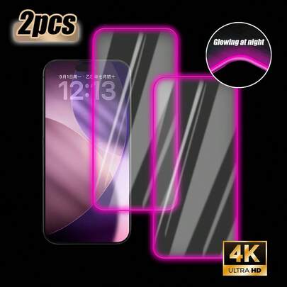 [2-Pack] Screen Protector, High-Definition Bubble Film With Purple Light, Glows At Night For Easy Phone Locating, Personalized Design, Eye-Friendly, Ultra-Clear, Compatible With All Protective Cases, Anti-Scratch, Anti-Shock, Full Coverage, Easy Installation, Compatible With IPhone6/7/8/X/XR/11/12/13/13mini/13pro/13promax/14/14plus/14promax/15/15plus/15pro/15promax/16/16plus/16pro/16promax/17/17 Air/17 Pro/17 Pro Max/17e