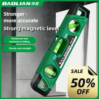 3-Bubble Mini Spirit Level, 0°, 45°, 90°, 230mm, Shock-Proof, Magnetic, Inclinometer, Level Tool