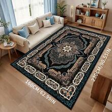 Grand tapis de zone abstrait - Doux, durable, antidérapant, décoration intérieure, avec un design mandala complexe en bleu, or et rouge. Convient pour le salon, la chambre à coucher ou le bureau, tapis de salon