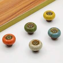 Vibrant Leopard Ceramic Round Cabinet Knob - Durable Single Hole Pull With Easy-To-Install Hardware For Wardrobes, Drawers, Wine Coolers - Stylish Vanity Handle (Available In A Variety Of Colors)