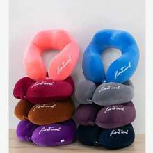 Almohada Alto de viaje liso cojin para cuello con relleno extraible y fácil de lavar - azul real - Ver 2