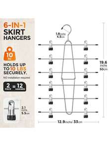 6-Story Skirt Hanger With Clips For Pants Skirts Underwear And Other Clothes,With 360 °Swivel Hook Space Saving Suitable For Room Decor|Bedroom Decor,Closet Organizers And Storage - 2pcs Silver - View 4