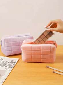 1 szt. Aksamitna kosmetyczka z zamkiem błyskawicznym, damska prosta torba podróżna z zamkiem błyskawicznym, torba plażowa, organizer, uchwyt na szminkę, przenośna kosmetyczka podróżna, duża kosmetyczka podróżna z zamkiem błyskawicznym, wielofunkcyjna torba do przechowywania, niezbędne rzeczy w podróży, niezbędne na rejs, niezbędne rzeczy w akademiku, akcesoria podróżne, akcesoria do domu, odpowiednia do organizacji domu i podróży na świeżym powietrzu, podróże służbowe, wakacje na plaży