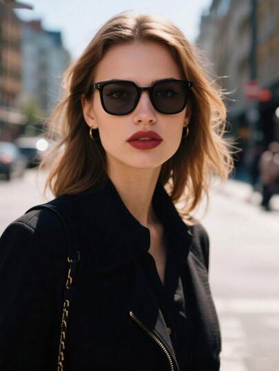 نظارات شمسية مربعة الإطار بالزخارف السوداء للنساء، إطار كبير متعدد الاستخدامات للنساء، مناسبة للكريسماس والسفر والأنشطة الخارجية والدراجات والعروض المسرحية والحفلات