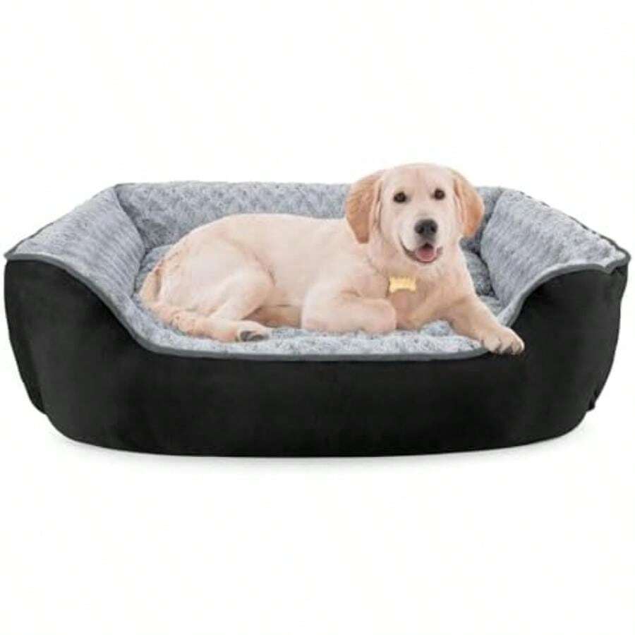 JOEJOY Rectangle Dog Bed For Large Medium Small Dogs - Washable Orthopedic Sofa Bed, Soft Breathable Puppy & Pet Cuddler, Durable Calming Dog Bed With Anti-Slip Bottom, Multiple Sizes,(L(30"X 24"X 9") Black) - Type26 - 查看 1