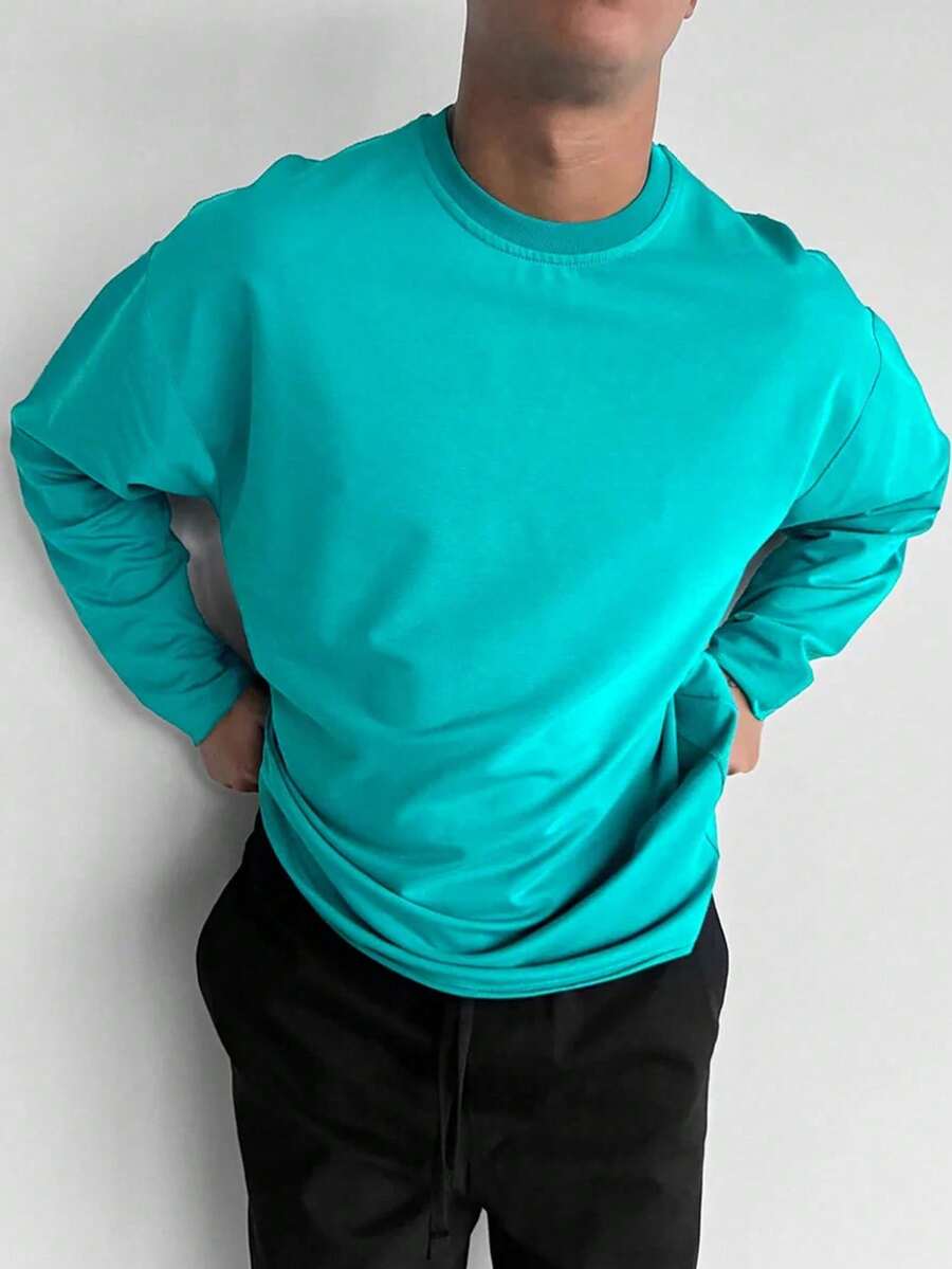 Men's Solid Color All-Match Long Sleeve T-Shirt, Casual Versatile Spring/Autumn