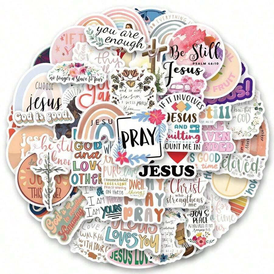 60 Pcs Bible Verse Faith Stickers Pack | Inspirational Christian Aesthetic Vinyl Stickers,High Quality Stickers For Scrapbook,Decorative Paper,Journaling,Laptop,Bumper,Skateboard,Water Bottles,Computer,Cartoon,Hard Hat,Car Stickers,Stickers Can Bring A Lot Of Fun To Your Life,Perfect Gifts For Adults&Kids