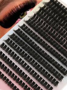 14 Rows 80D Thick False Mink EyelashesMix 8-16mm Length, 3D Effect Individual Cluster EyelashesFor DlY Eyelash Extension - D - View 2